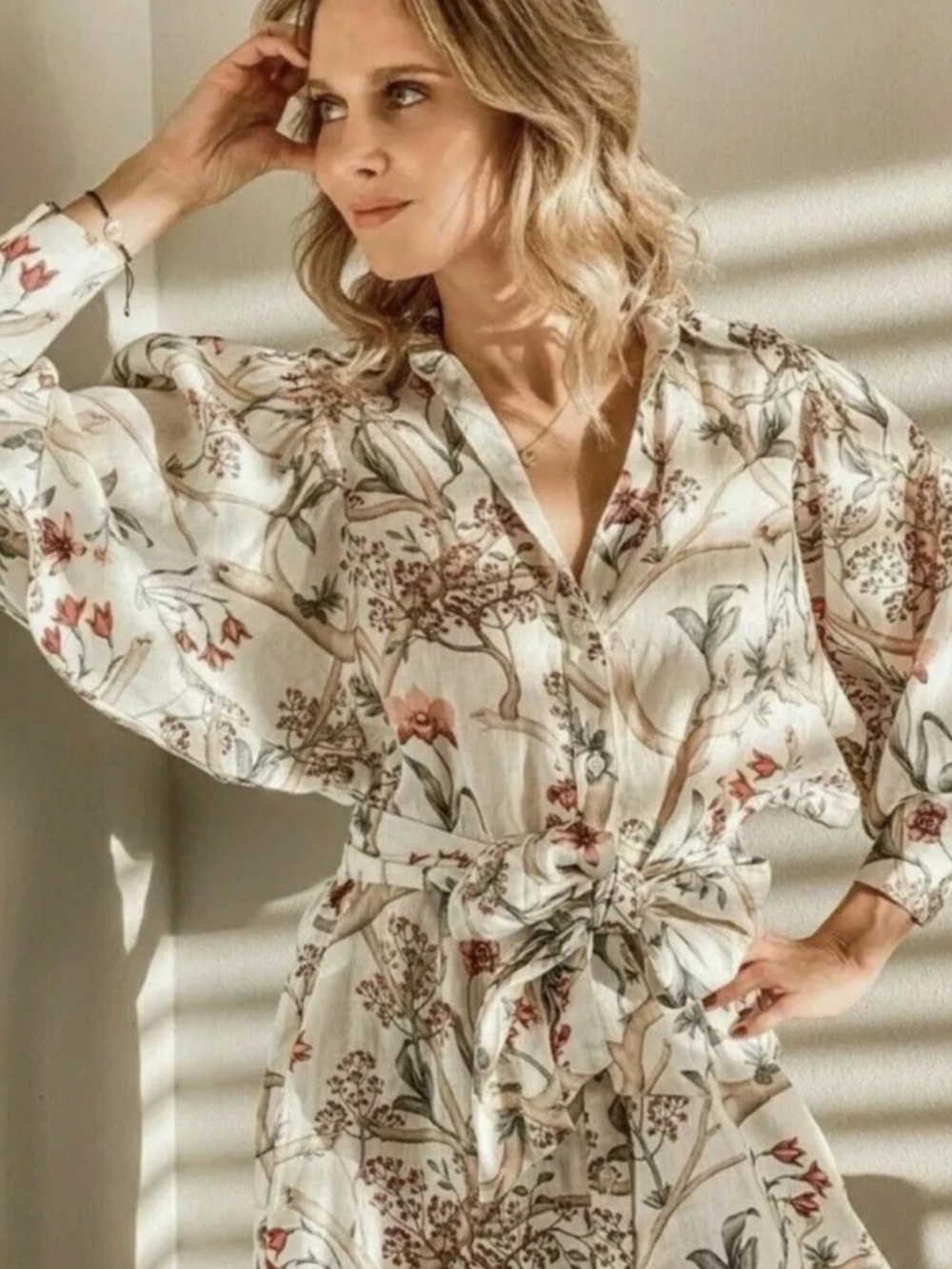 NWT Johanna Ortiz x H&M Linen Floral Shirt Dress Belted XXL - Picture 2 of 9